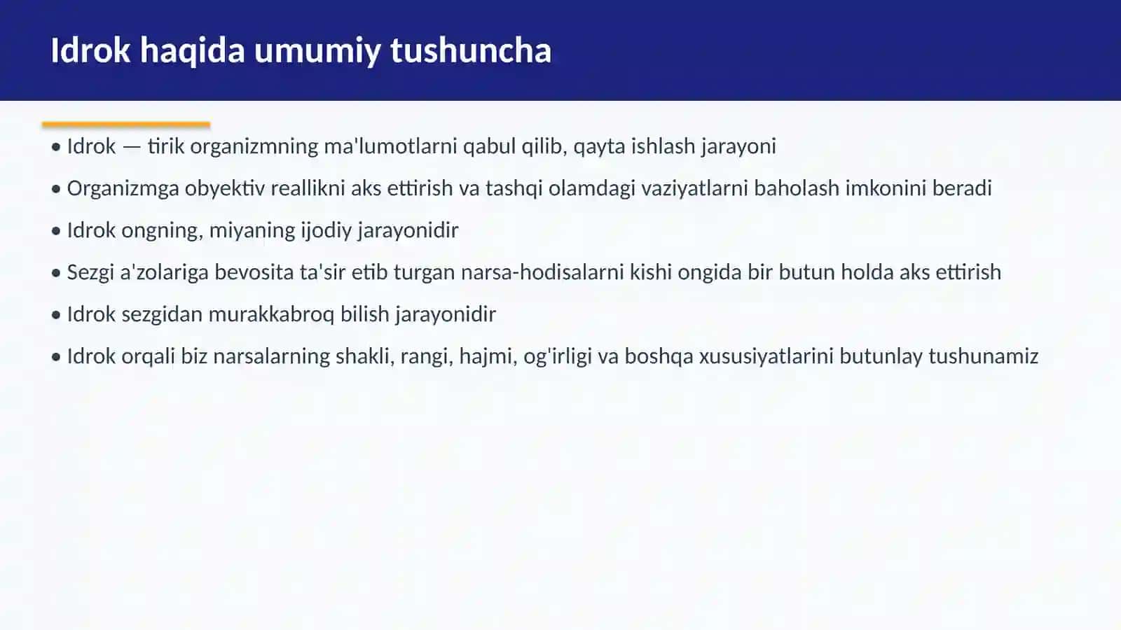 Idrokning nerv-fiziologik asoslari. Idrokning murakkabligi. Idrokda kuzatish va kuzatuvchanlik 3