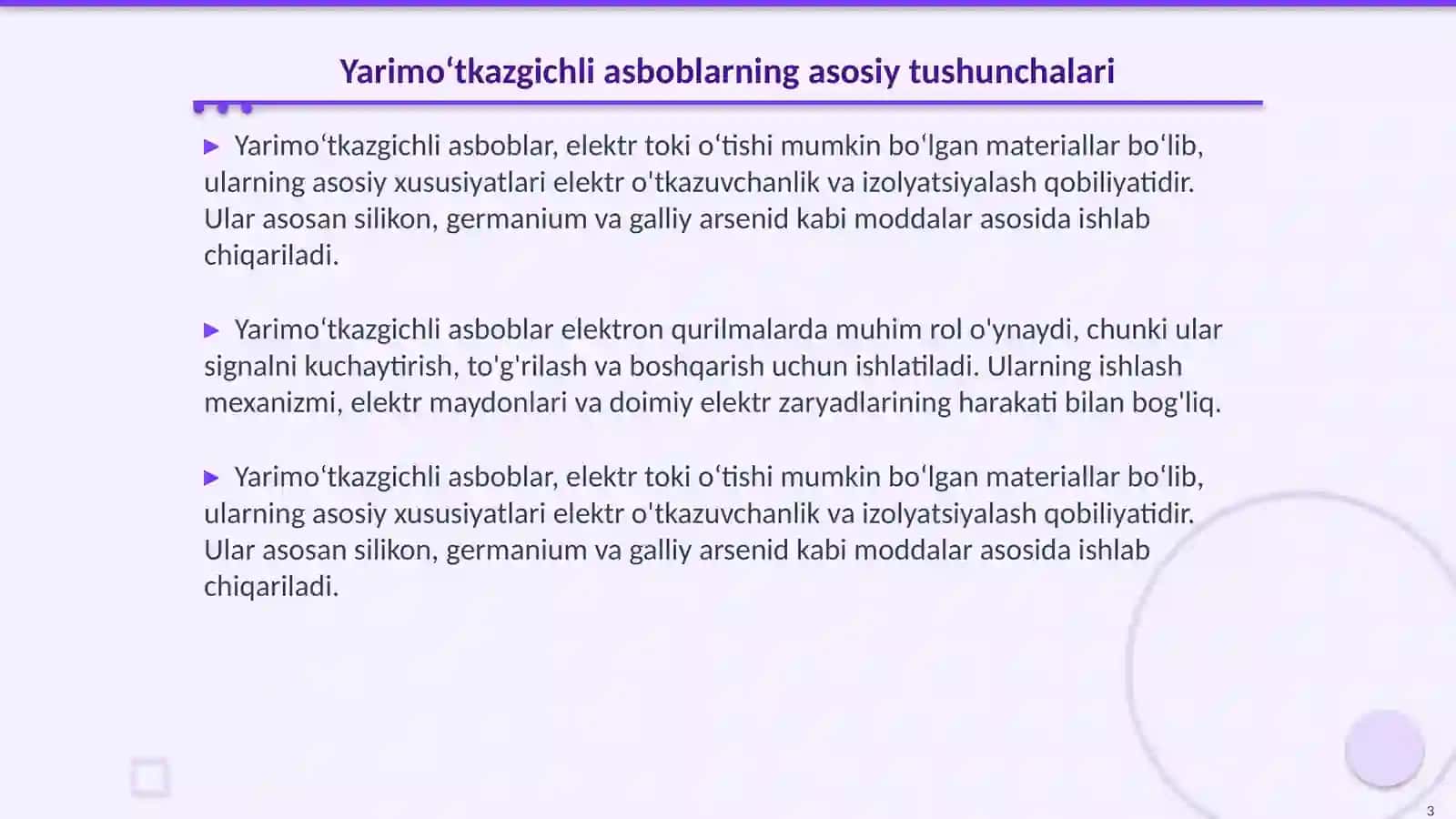 Yarimoʻtkazgichli asboblarning koʻrinishi belgilanishi va qoʻllanilishi 3