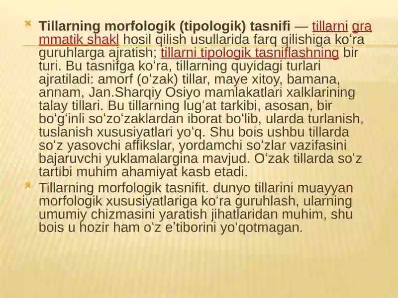 Turkiy tillar tasnifidagi morfologik tamoyillar. 3