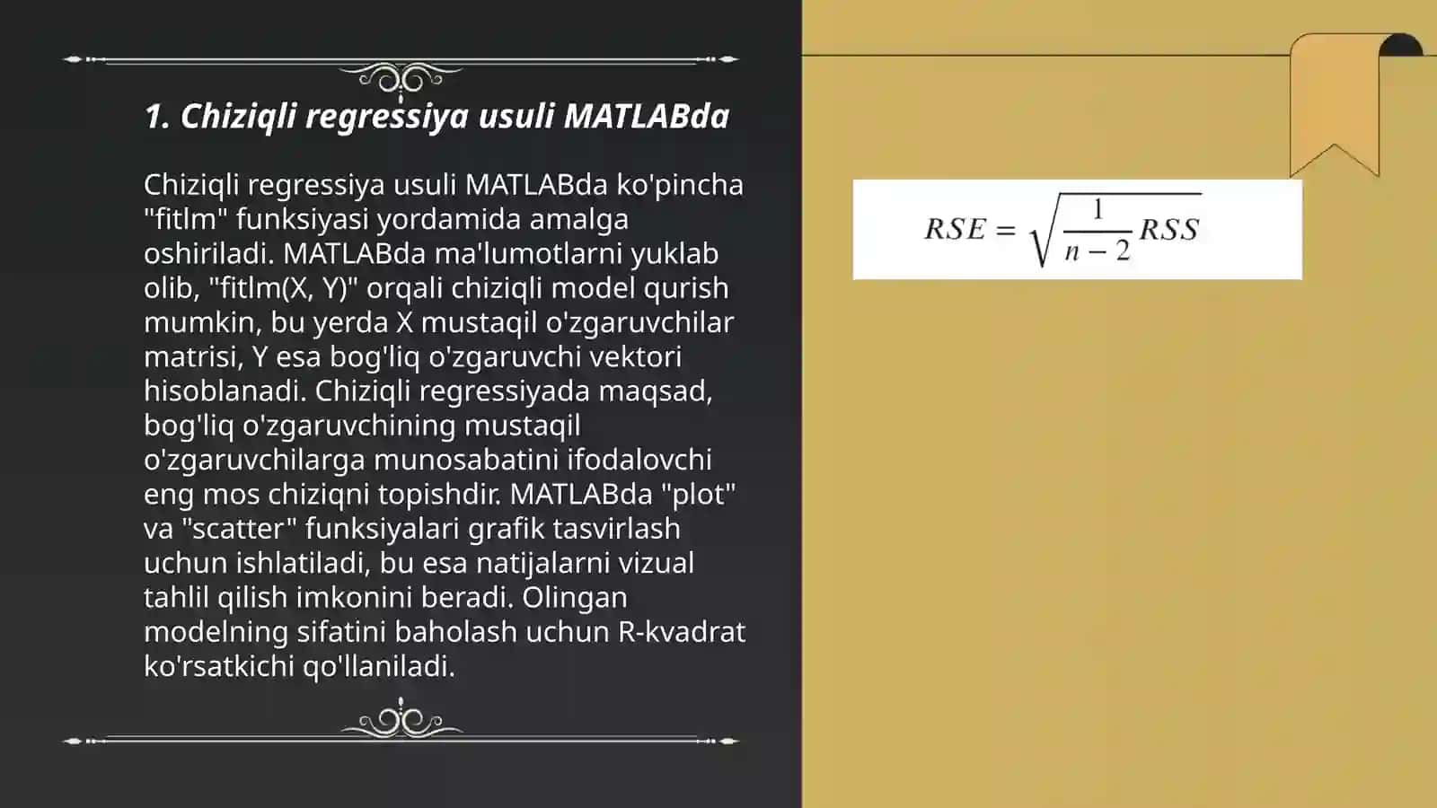 Chiziqli regressiya usuli MATLABda 3