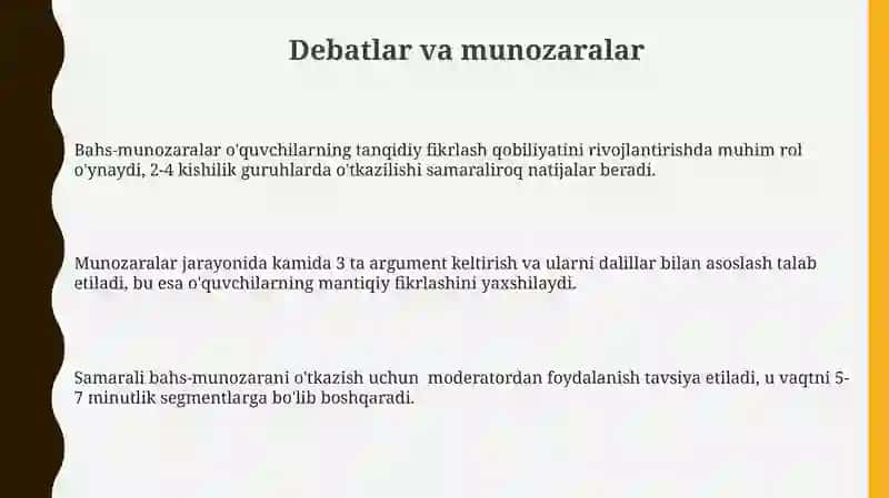 Ta'limning noananaviy usullari. O'qitishning interfaol usullari 3