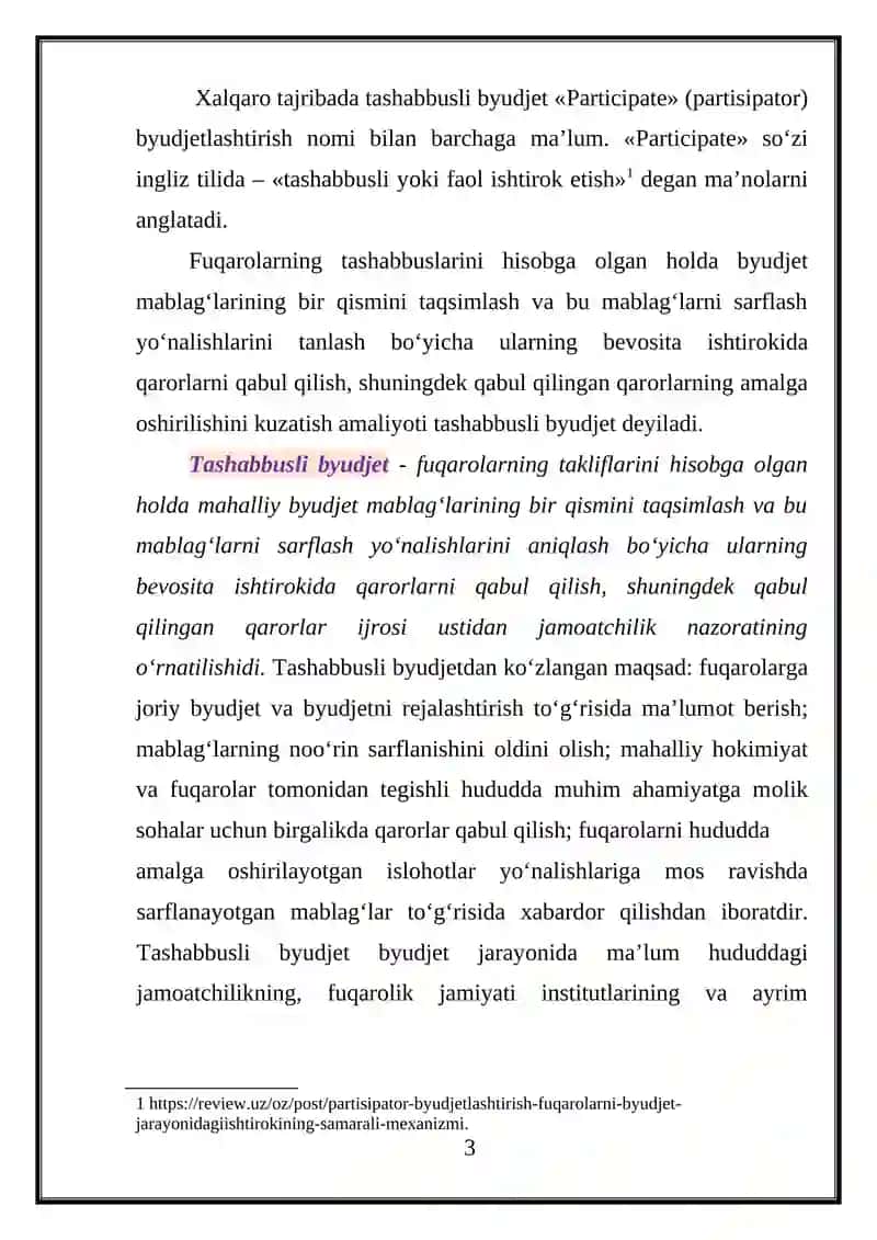 O’zbekistonda tashabbusli budjetni joriy etish va amalga oshirish bosqichlari 3