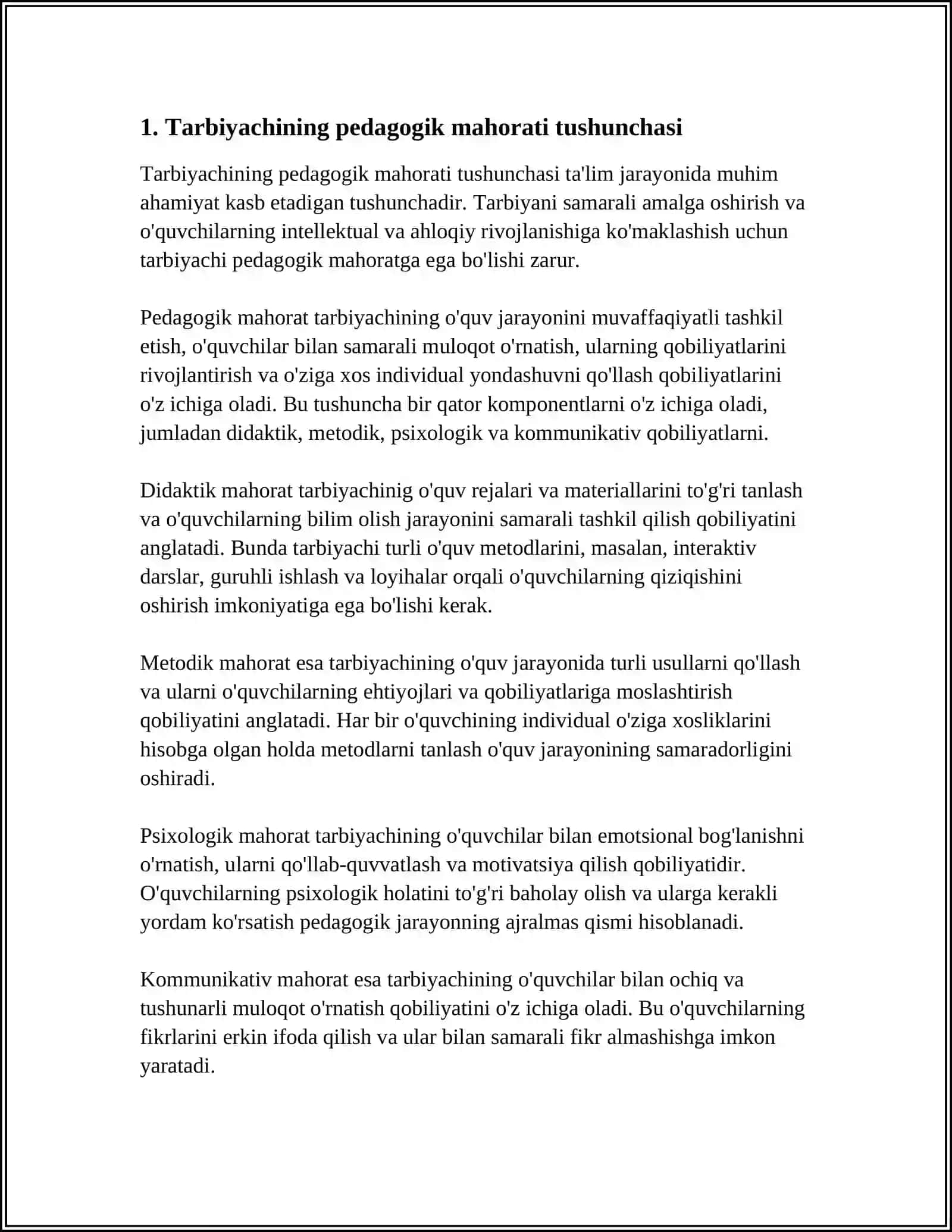 MTT FAOLIYATINI TASHKIL ETISH TARBIYACHINING PEDAGOGIK MAHORATI 3