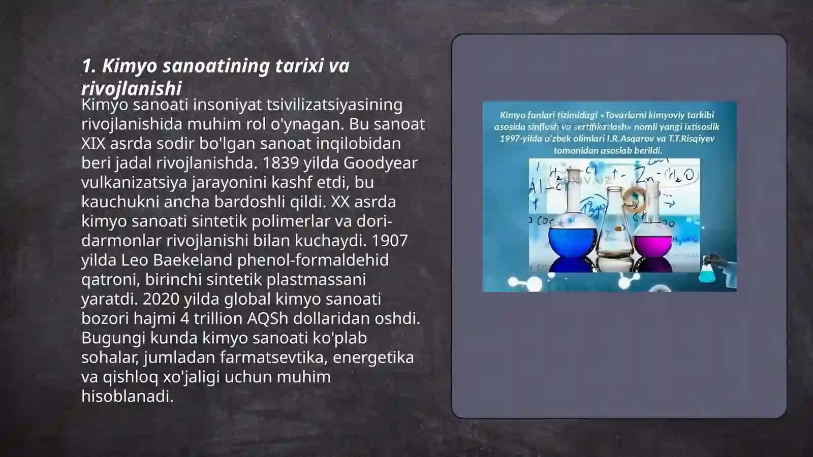 Kimyo fanining sanoat va xalq xoʻjaligi rivojidagi ahamiyati 3