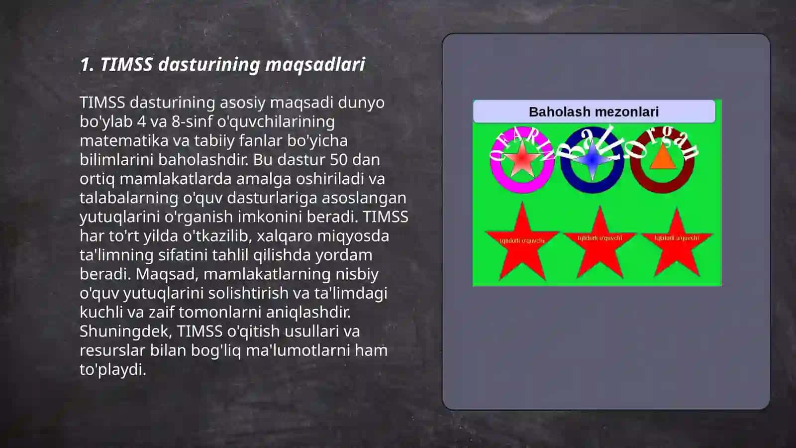 TIMMS BAHOLASH DASTURI 3