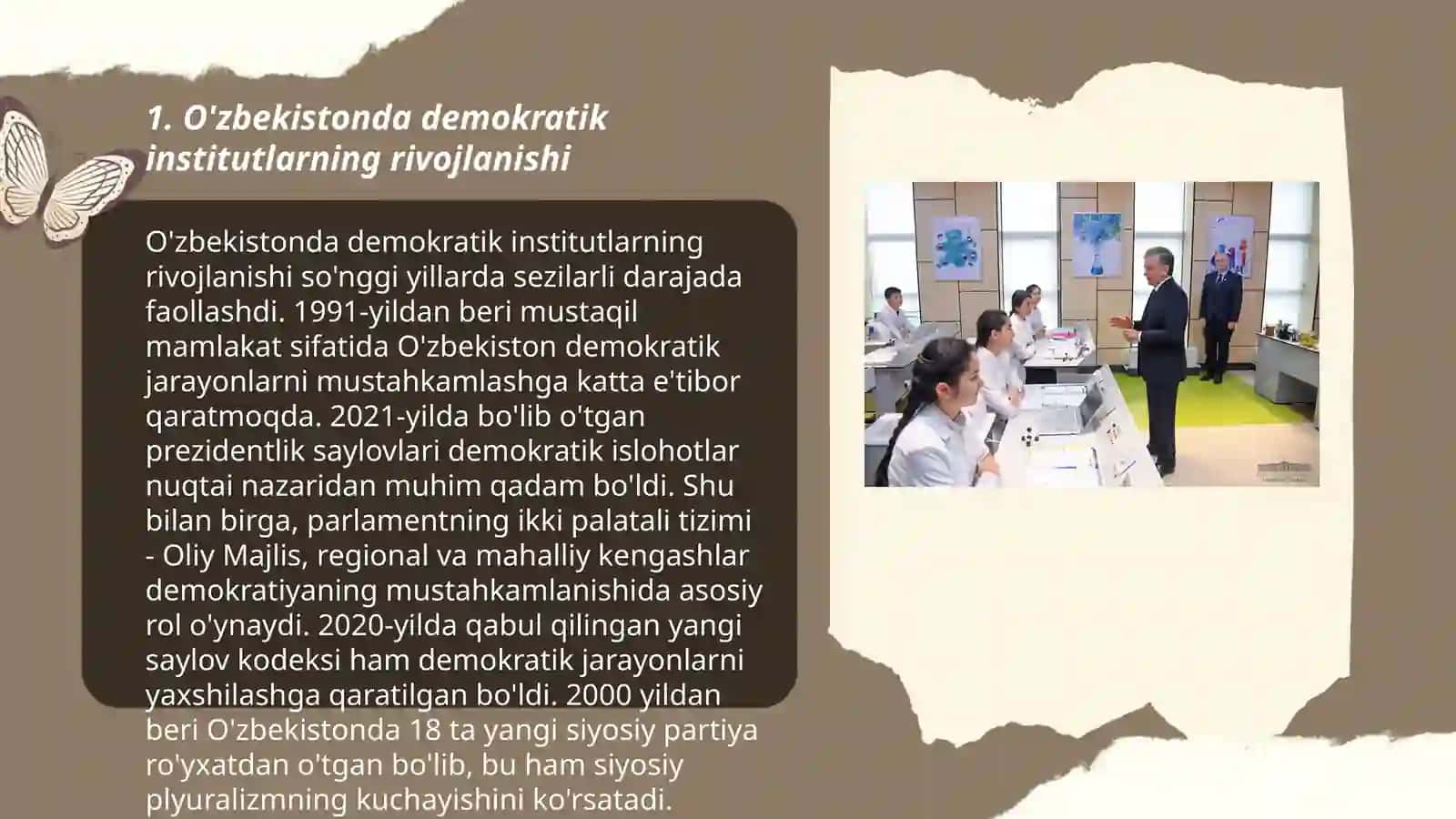 O'zbekistonda demokratik fuqarolik jamiyati asoslarining shakllanishi va amalga oshirilgan siyosiy islohotlar 3