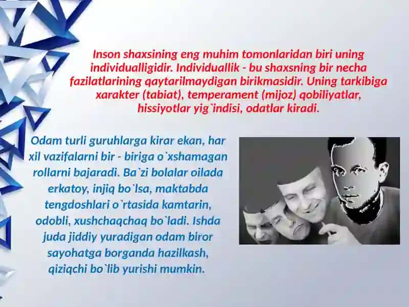 Shaxsning malaka va odatlari 3