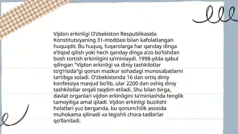 Vijdon va eʼtiqod erkinligining huqiqiy asoslari 3
