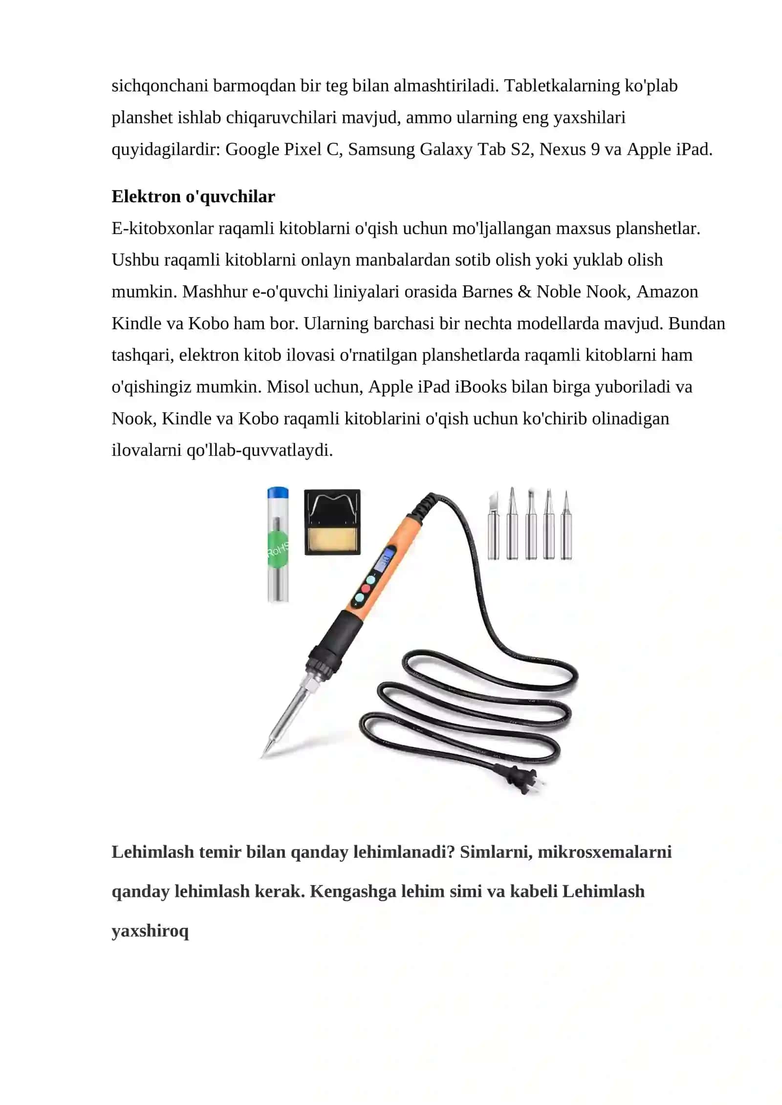 Asboblar va aksessuarlar. Lehimlash uskunalari. Nazorat va o‘lchash asboblari 3