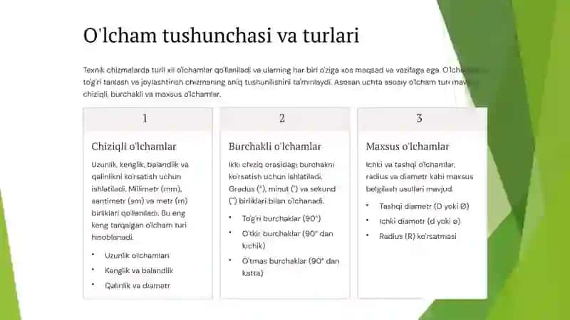 Chizmalarda O'lcham Qo'yish 3