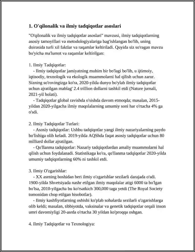 O'qilonalik va ilmiy tadqiqotlar asoslari 3