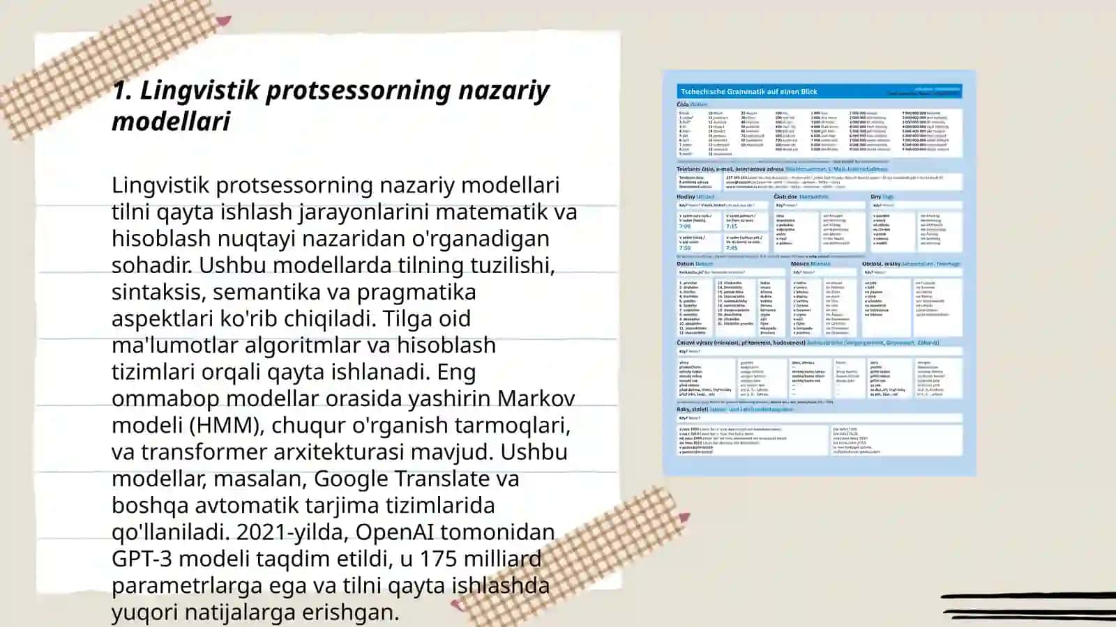 Lingivistik prossesorning grammatik komponenti 3