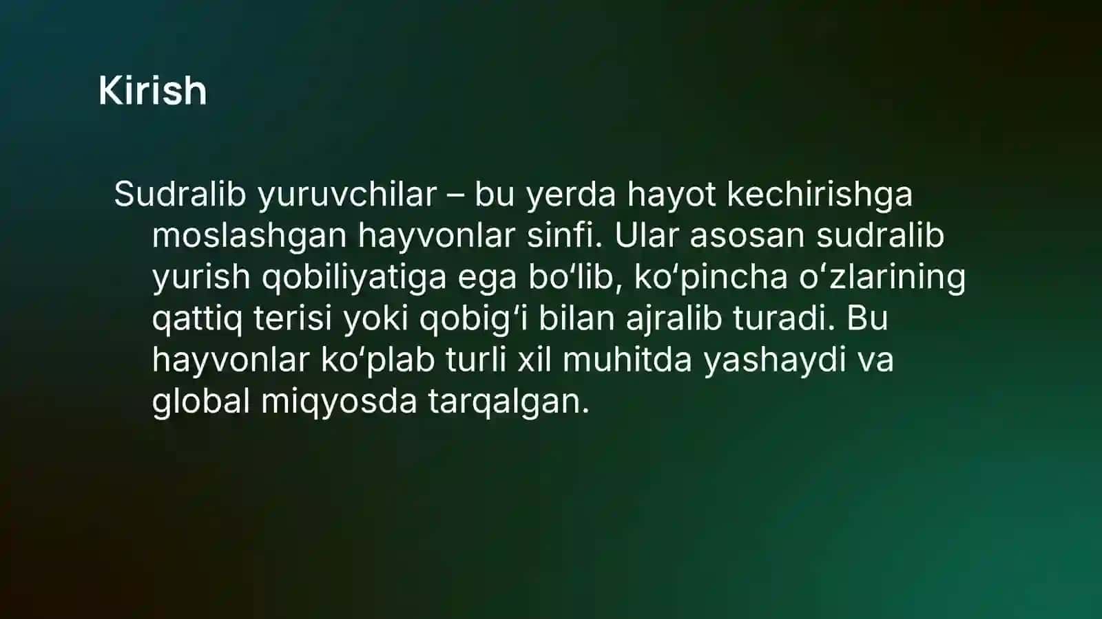 Zoologiya fani Sudralib yuruvchilar mavzusida slayd 3