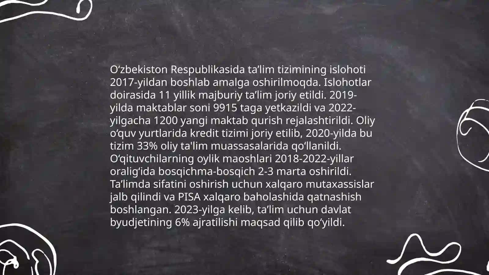 O‘zbekiston Respublikasida ta’lim sohasida amalga oshirilgan islohotlar 3