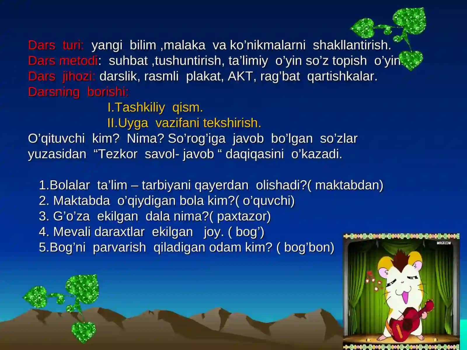 "Shaxs va narsani harakatini bildirgan so’zlar" 3