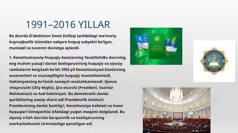 Mustaqillik yillarida davlat boshqaruvi tizimida amalga oshirilgan islohotlar 3