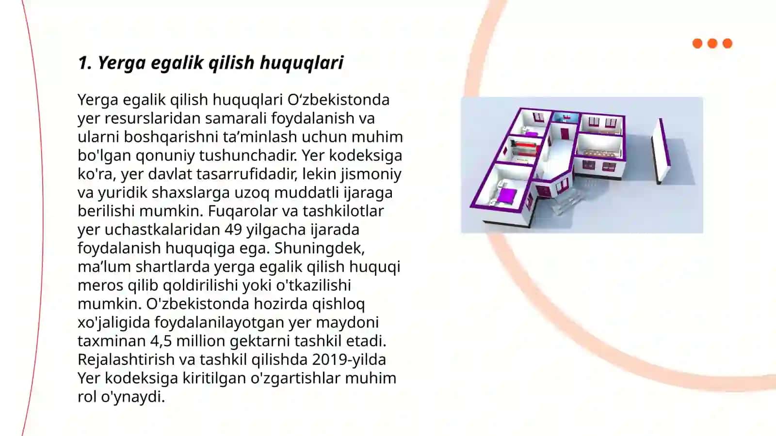 Yerga egalik qilish, yerdan foydalanish planini chizish va jihozlash 3
