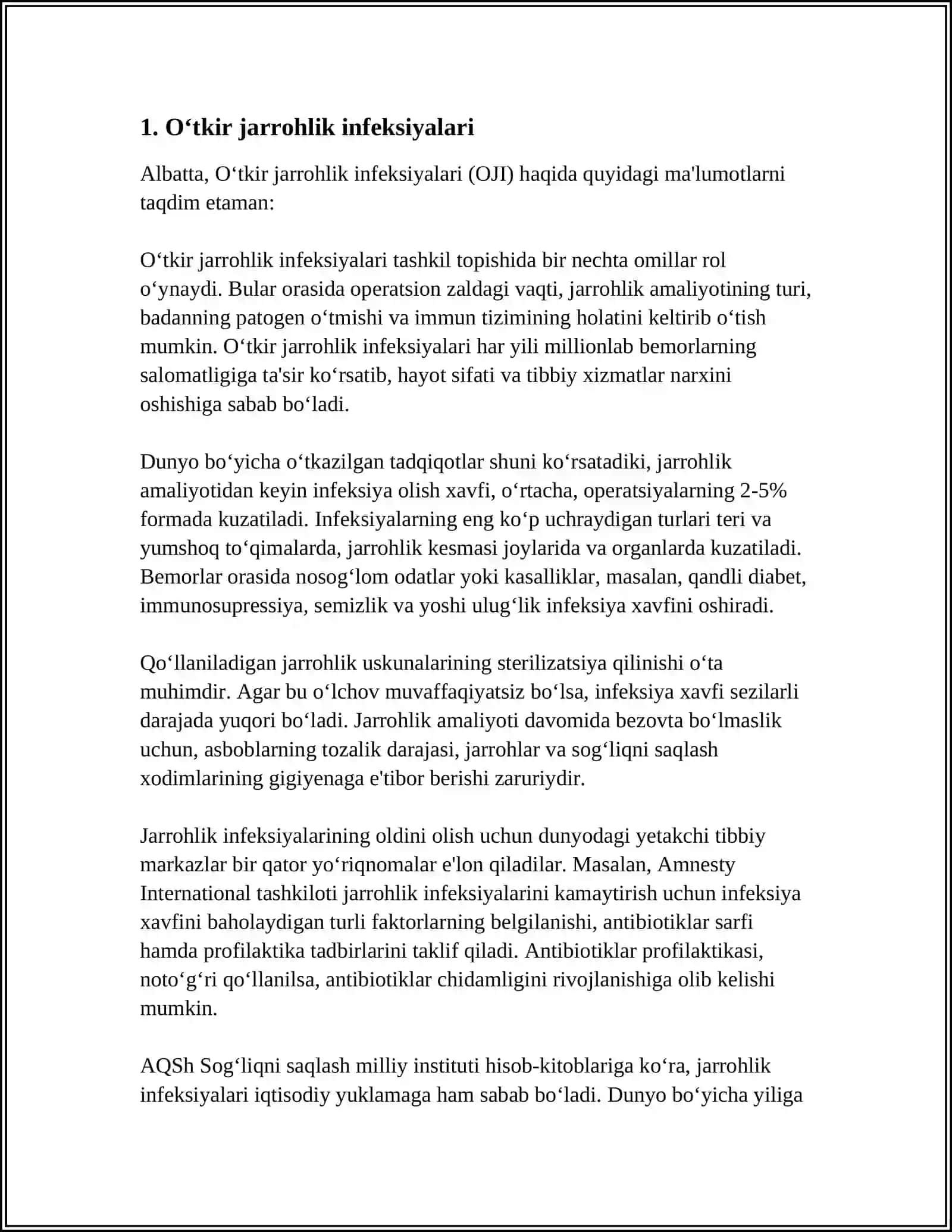O‘tkir va Surunkali Spesifik Xirurgik Infeksiya 3