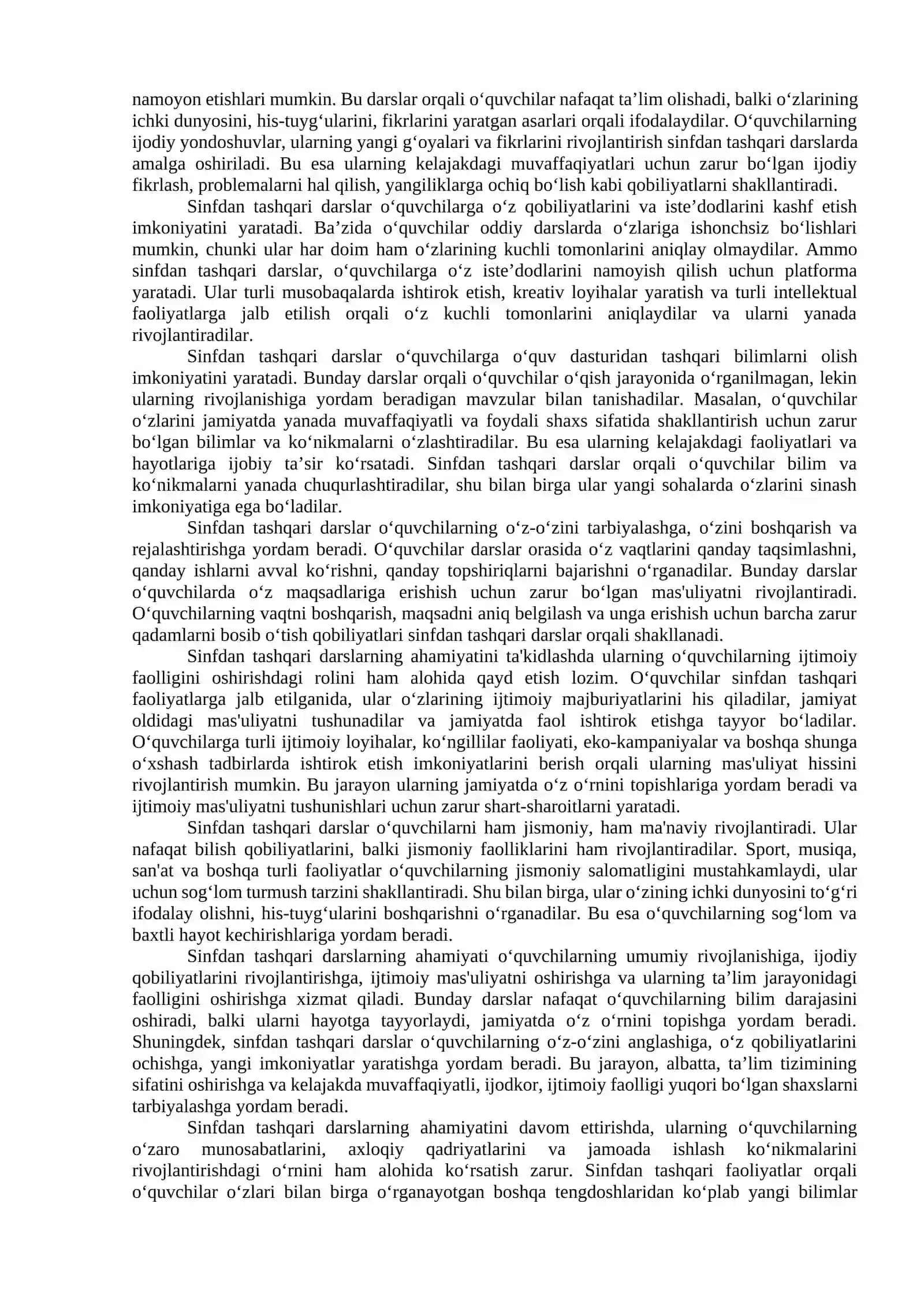 Sinfdan tashqari boshlang‘ich bosqich darslarini tashkil etish 3