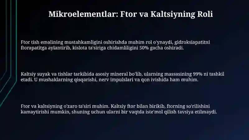 Ftor va Kaltsiy muvozanati 3