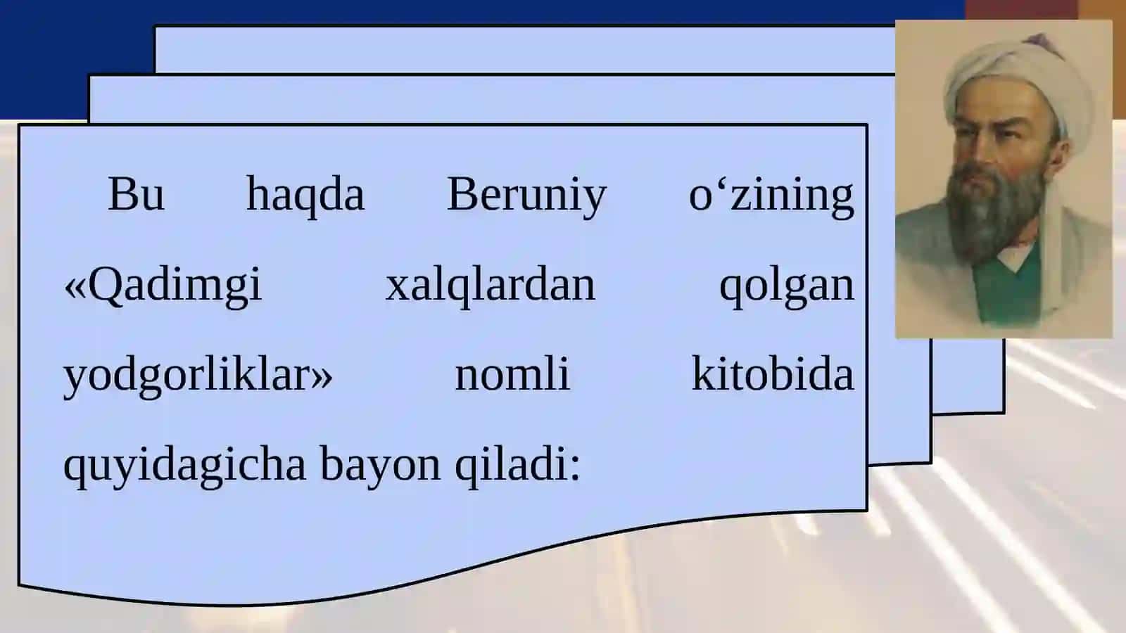 6-sinf Fizika fanidan Yorug'lik hodisalari haqida Abu Rayhon Beruniy va Ibn Sino fikrlari dars taqdimoti 3