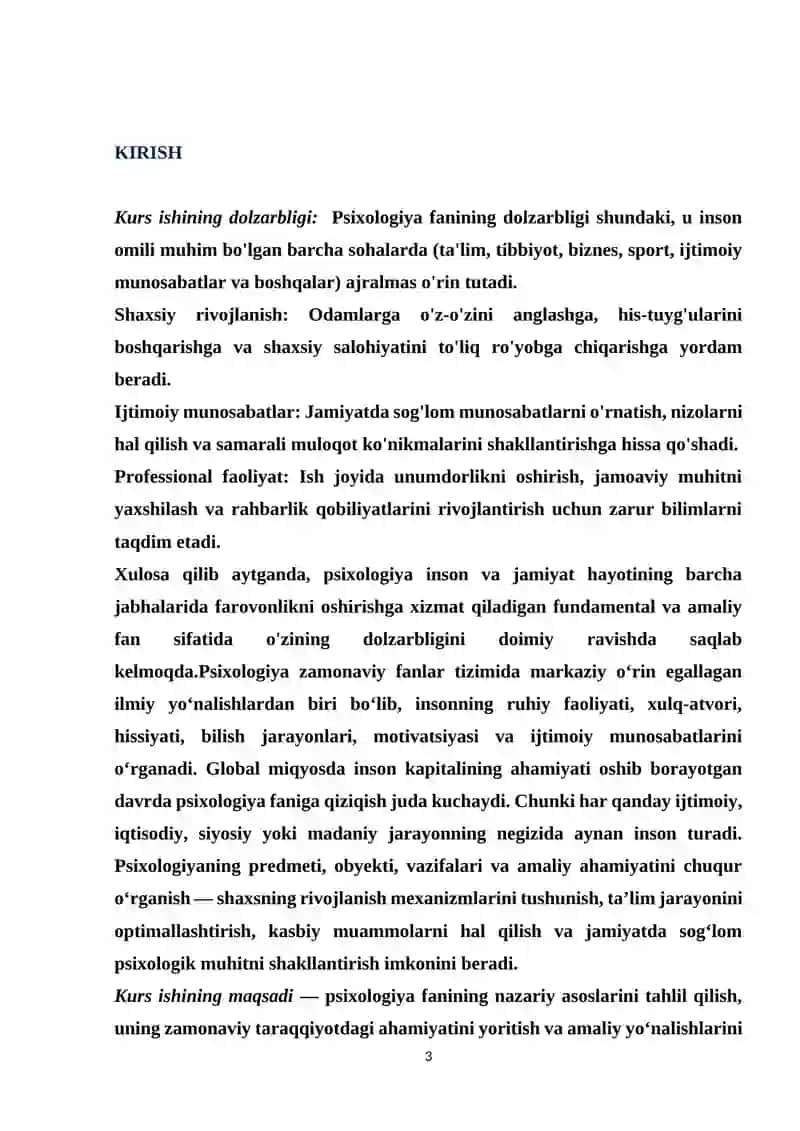 Psixologiya fanining predmeti, vazifalari, obyekti va ahamiyati 3