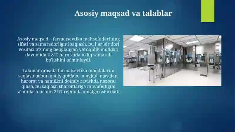 Farmatsevtik ishlab chiqarish Omborlarda moddalarni saqlash uchun Ishlatiladigan jihozlar 3