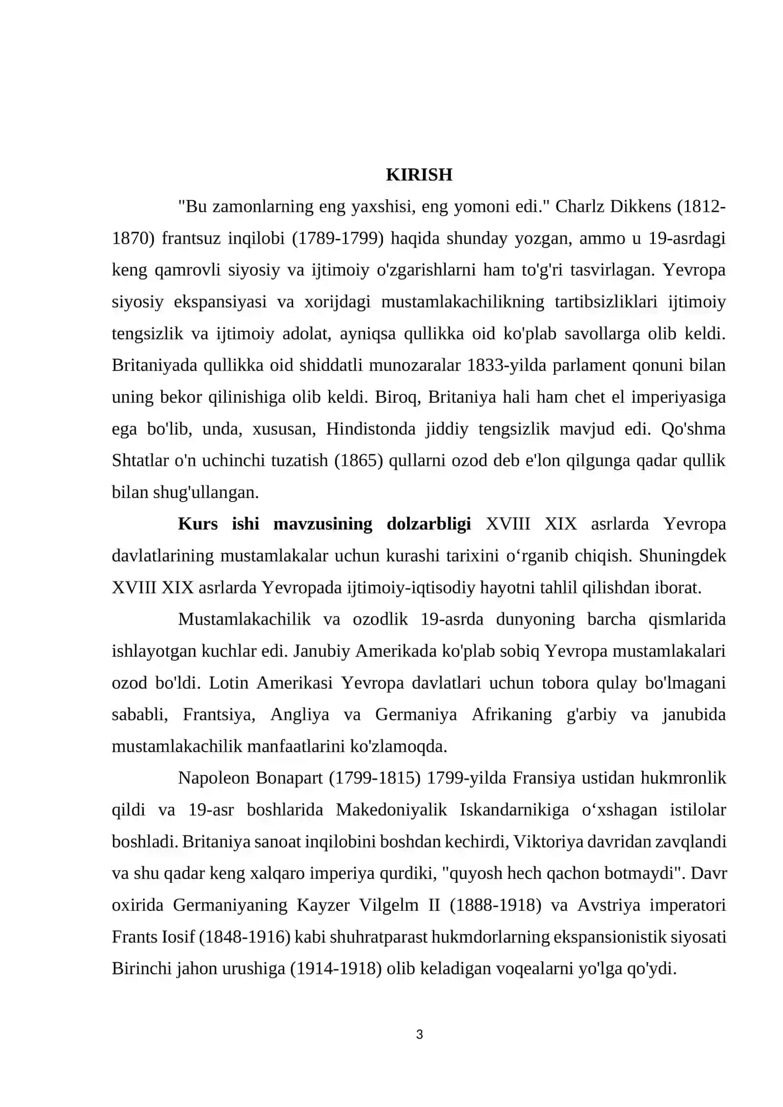 YEVROPA DAVLATLARINING MUSTAMLAKALAR UCHUN KURASHI  (XVIII XIX ASRLAR) 3