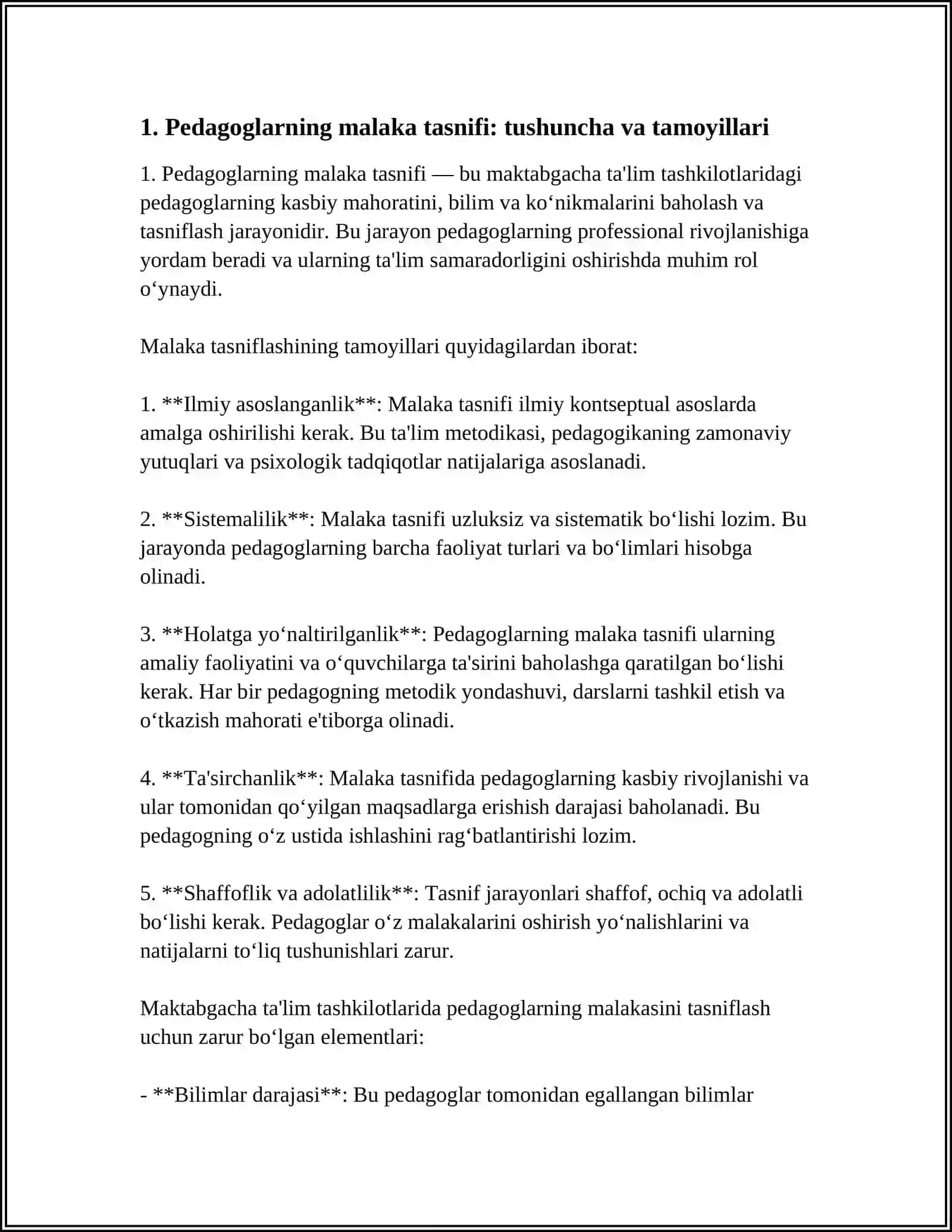 MAKTABGACHA TA‘LIM TASHKILOTLARIDA PEDAGOGLARNING MALAKA TASNIFLARI 3