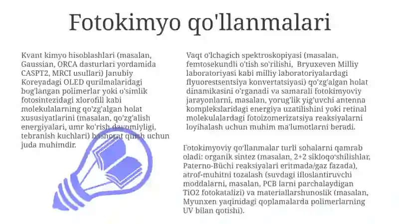 Fotokimyo qo'llanmalari 3