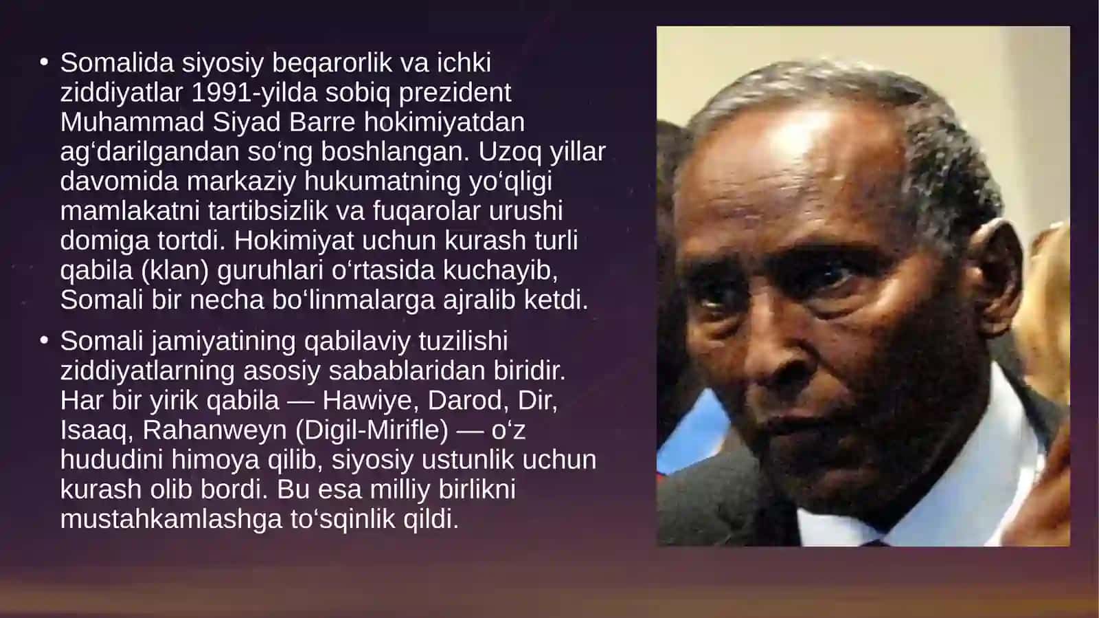 Somali davlati  ziddiyatlari slayd 3