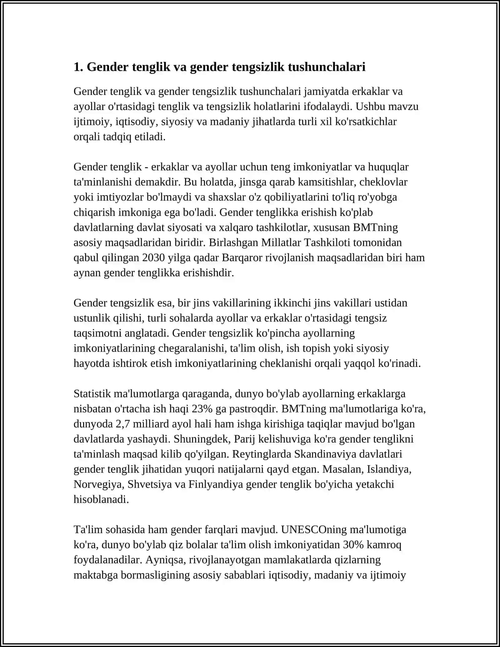 O‘ZBEKISTONDA GENDER MASALALARINING OʻZIGA XOS JIHATLARI 3
