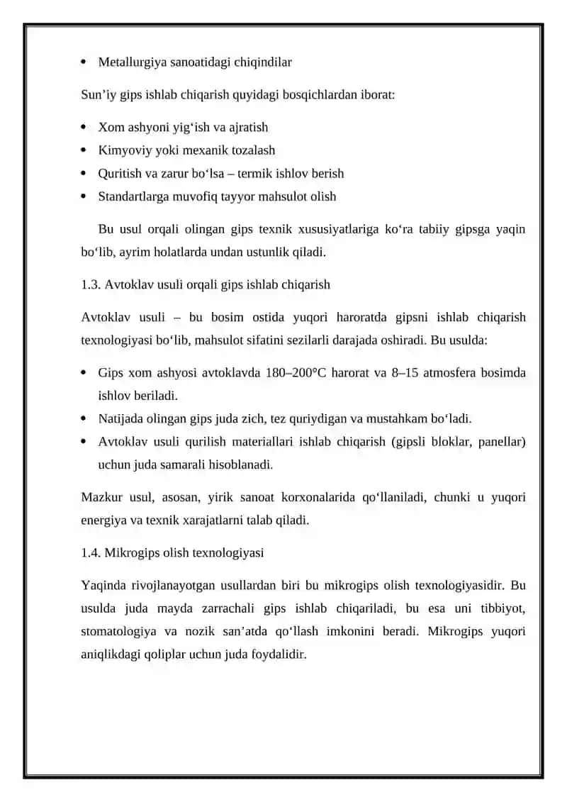 Gips ishlab chiqarish usullari va texnologiyasini o'rganish 3