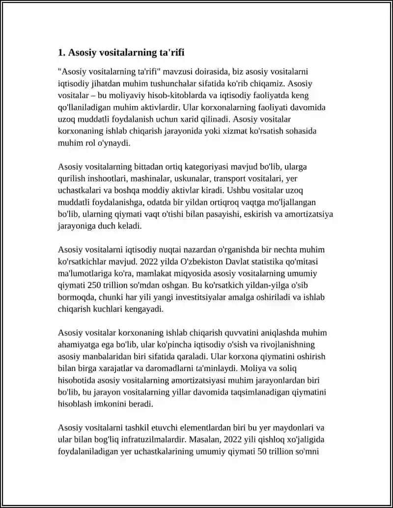 BANK ASOSIY VOSITALARINING MAZMUNI, TURLARI VA ULARNIHISOBGA OLISH 3