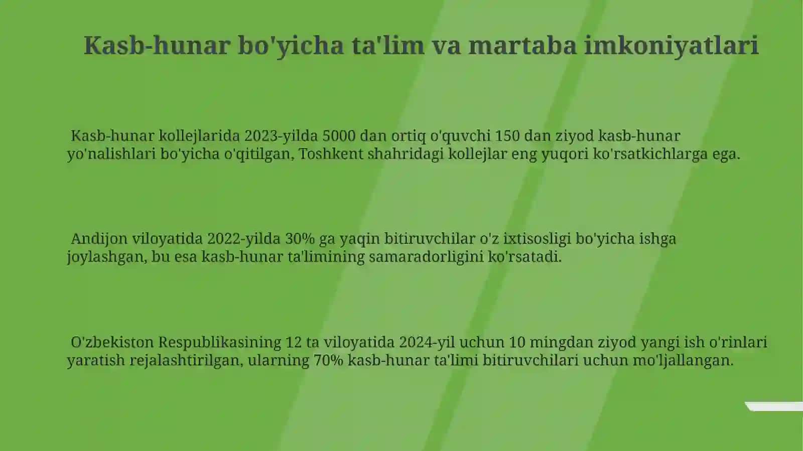 Kasb hunarga yo'naltirish bòyicha òquvchilar va ota onalar bilan ishlash 3