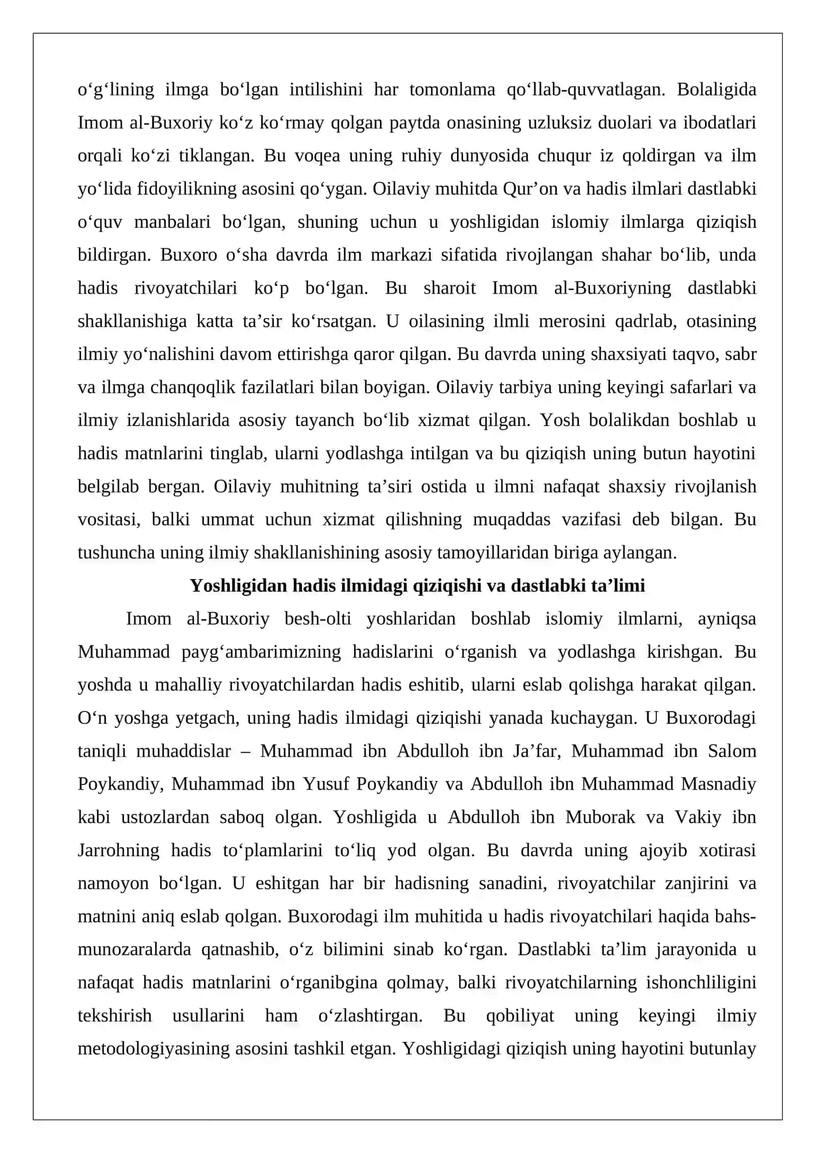 Imom al-Buxoriy (810–870) hayoti va ilmiy merosi 3