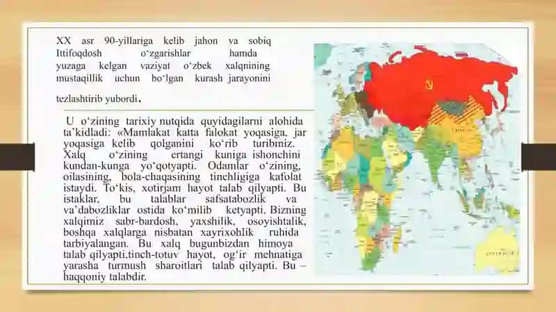 MUSTAQIL O‘ZBEKISTON RESPUBLIKASINING TASHKIL TOPISHI  VA UNING TARIXIY AHAMIYATI. 3