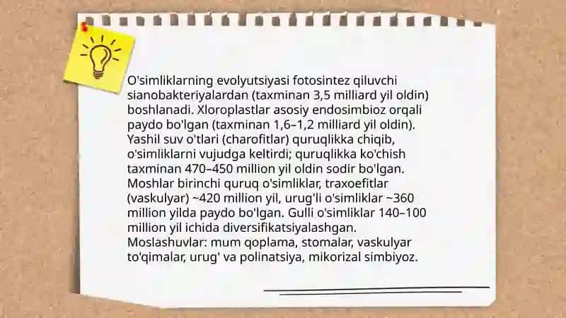 O'simliklarning kelib chiqishi va organlarining paydo bo'lishi 3