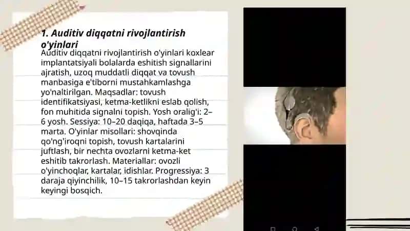 Auditiv diqqatni rivojlantirish o'yinlari 3