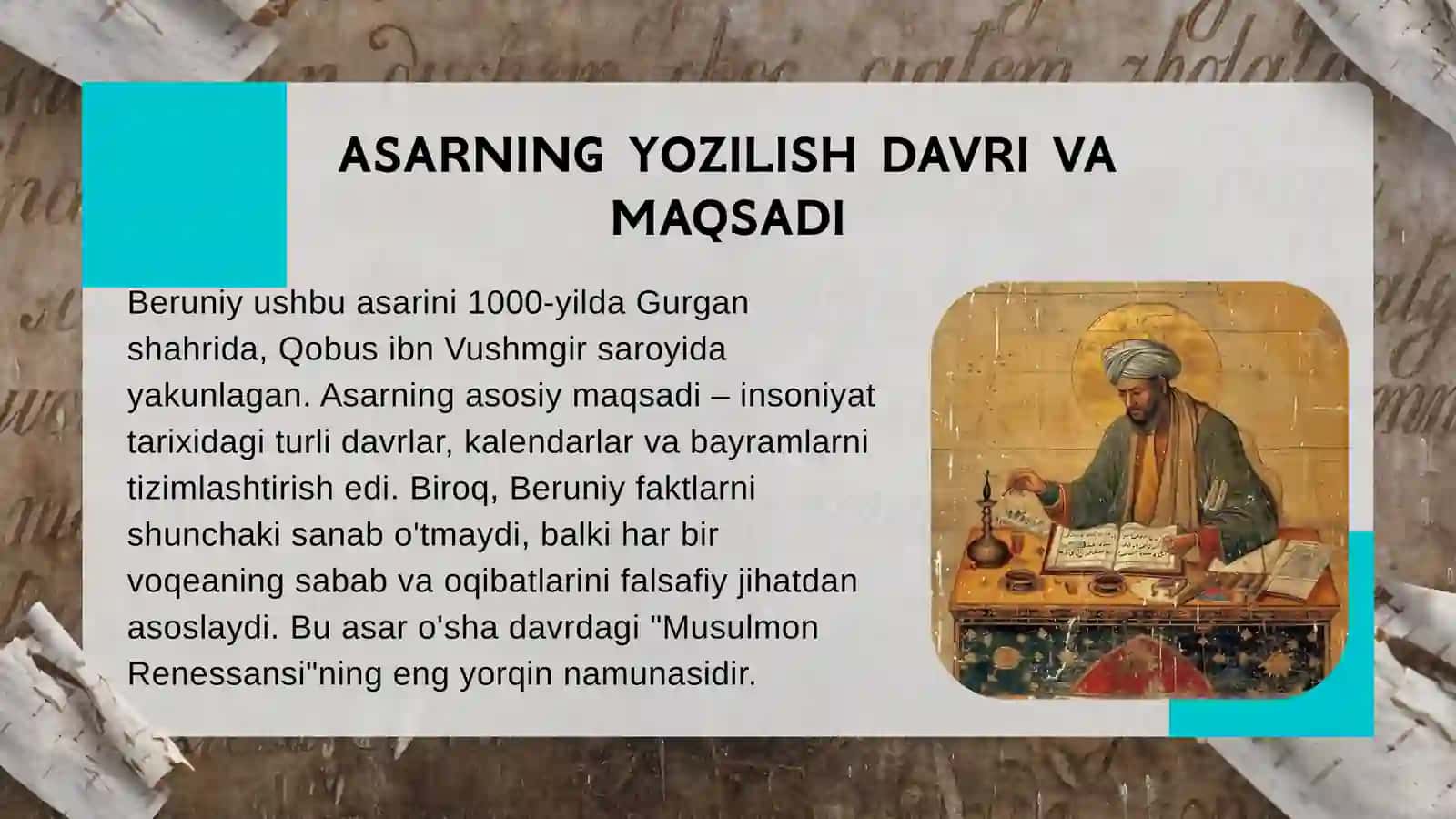 Abu Rayhon Beruniyning "Qadimgi xalqlardan qolgan yodgorliklar" asarida falsafiy fikrlarning tahlili 3