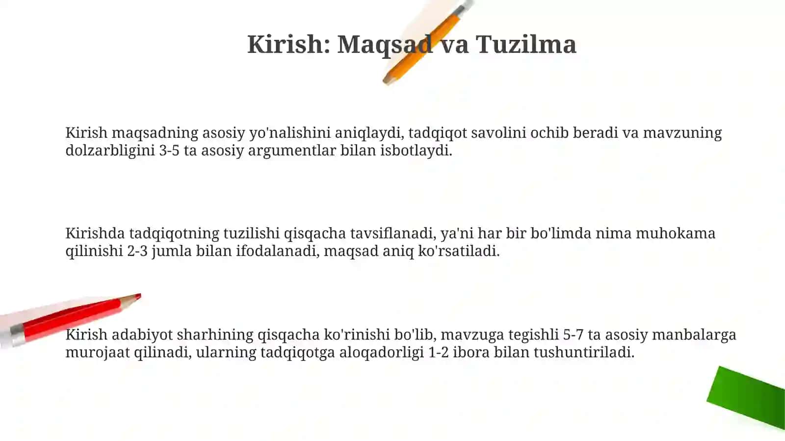 Ilmiy matn tuzilishi: kirish, asosiy qism va xulosa yozish metodikasi 3