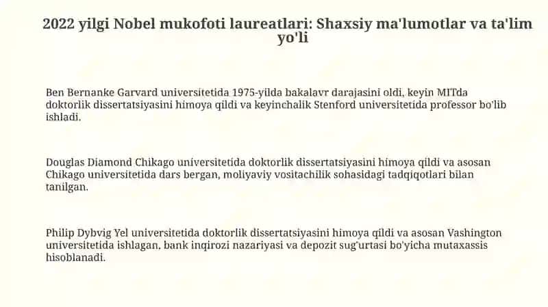 2022 yilda Nobel mukofotini olgan iqtisodchi olimlarning ilmiy ta'limotlari 3