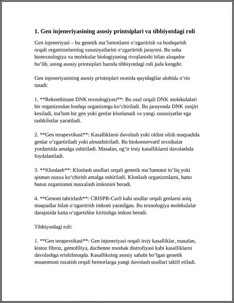 GEN INJENERIYASI VA UNING MEDITSINA AMALIYOTIDA QOLLANILISHI 3