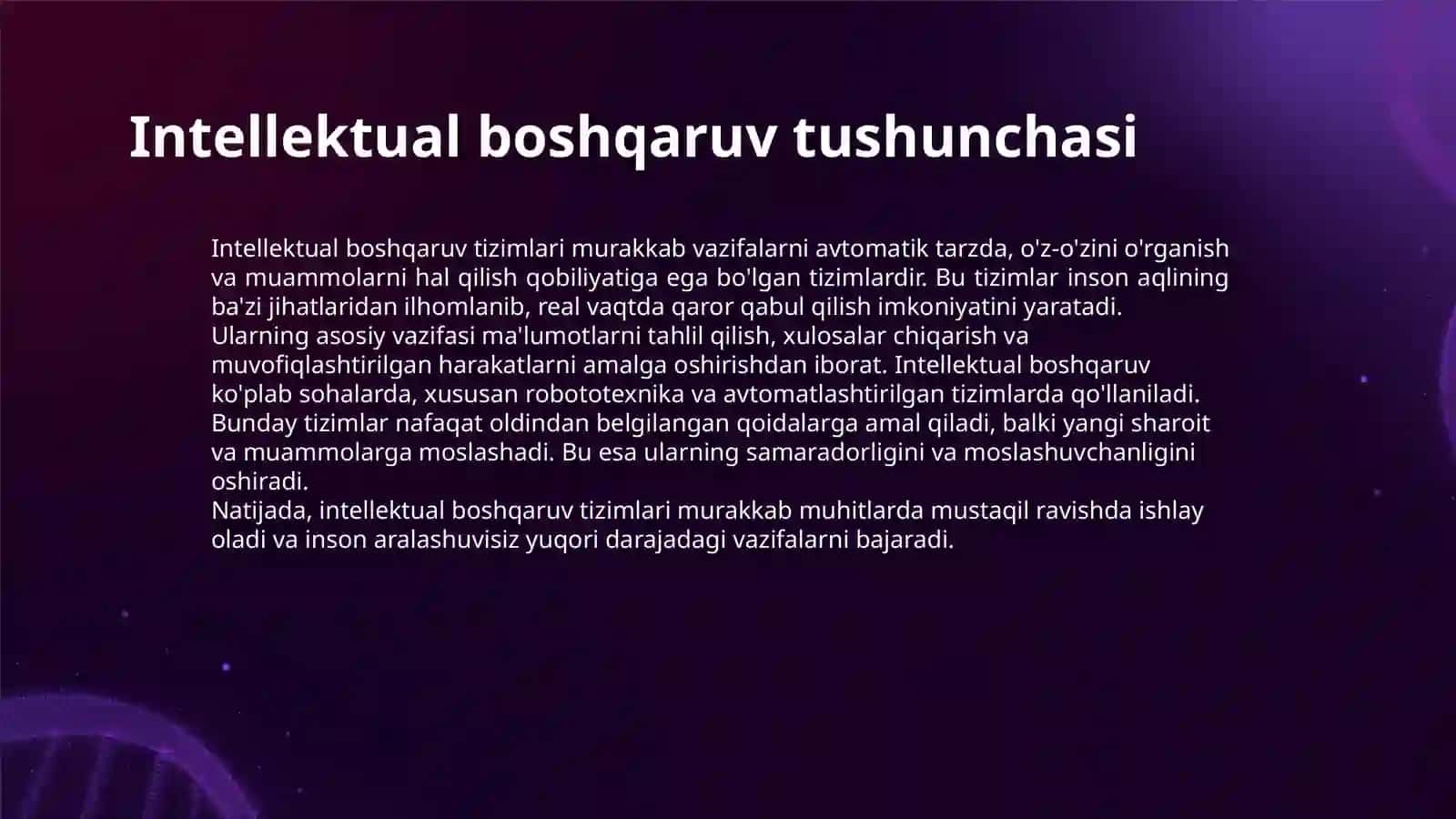 INTELLEKTUAL BOSHQARUV TIZIMLARINI ROBOTATEXNIKA YÒNALISHIDA QÒLLASH 3