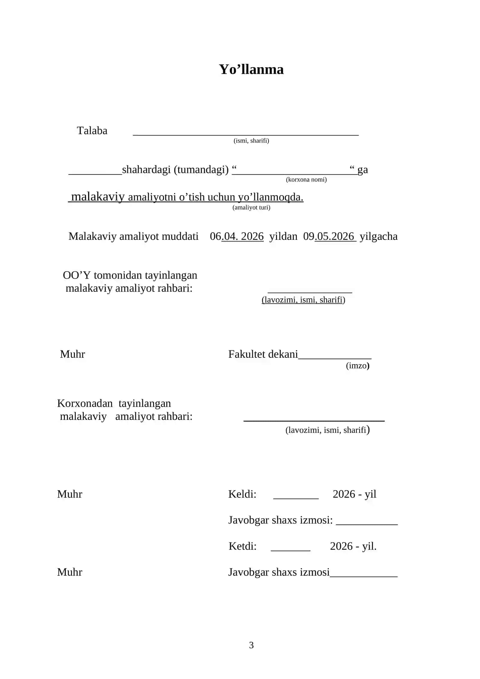 MALAKAVIY AMALIYOT KUNDALIGI 3