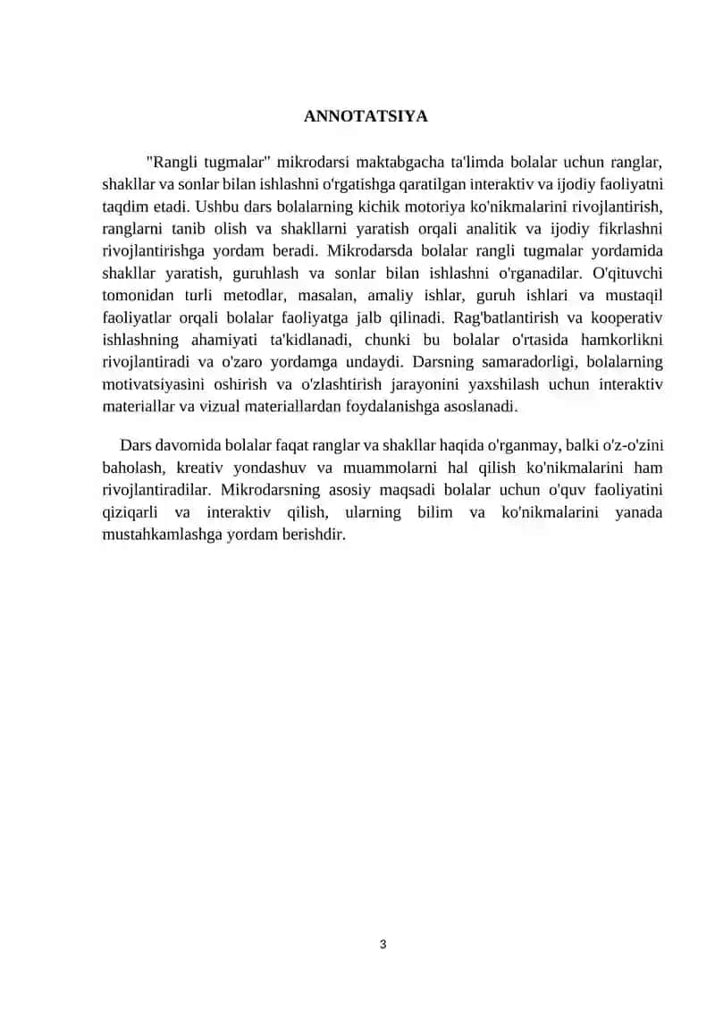 Rangli tugmalar. (tayyorlov guruh) Qurish-yasash va matematika markazi 3