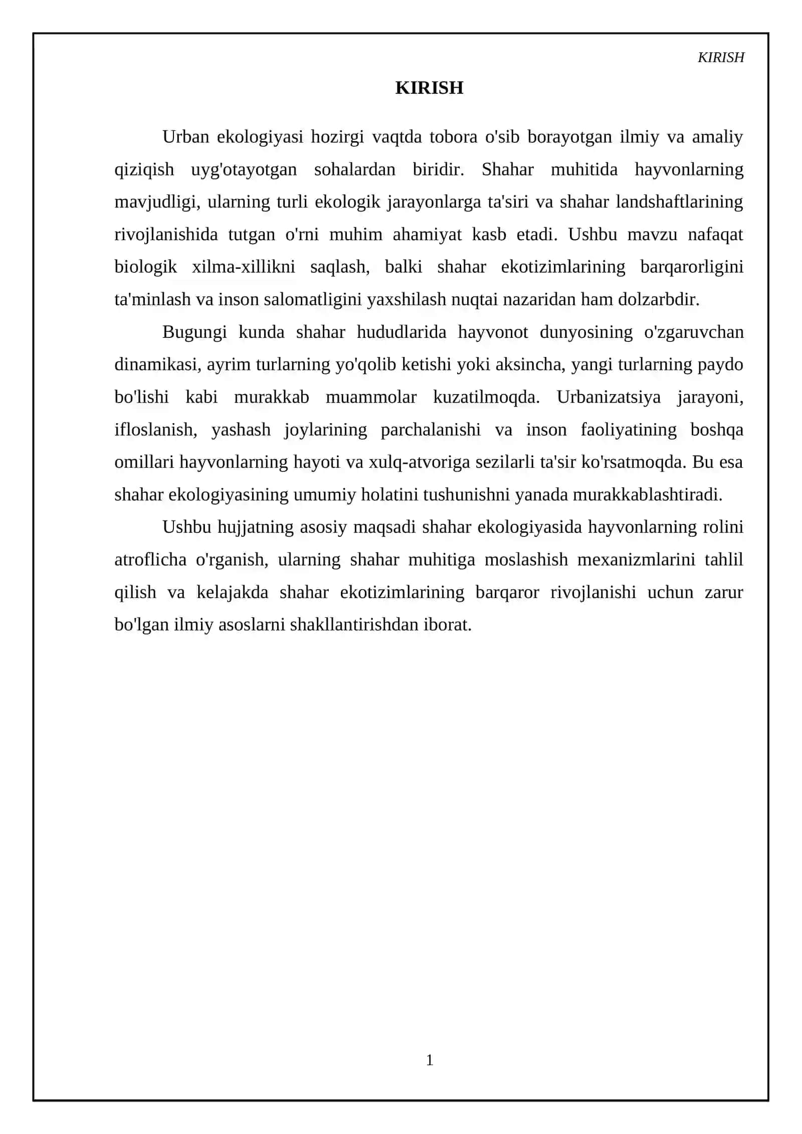 Shahar ekologiyasida hayvonlar roli 3
