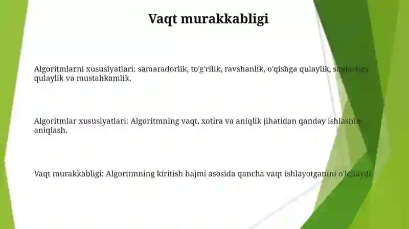Algoritmning turli xossalari 3