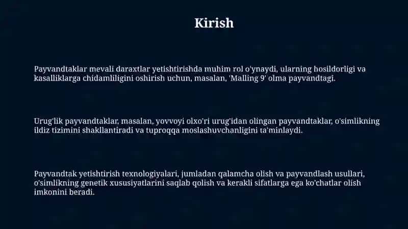 Urug'lik va payvandtaklarni etishtirish 3