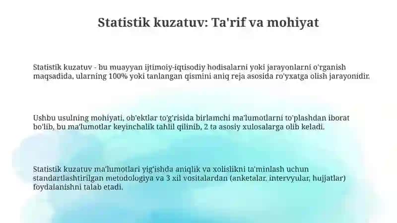Statistik kuzatish metodi 3
